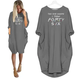I Turn 46 Birthday Pocket Dress – Grey
