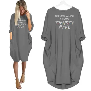 I Turn 35 Birthday Pocket Dress – Grey