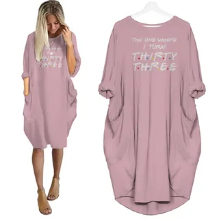 I Turn 33 Birthday Pocket Dress – Pink