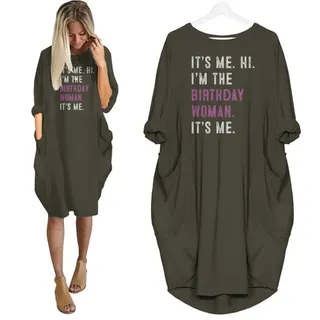 It's Me Hi I'm The Birthday Women Pocket Dress – Green