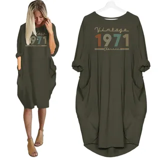 Vintage And Classic 1971 Birthday Pocket Dress – Green
