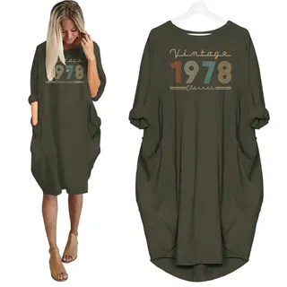 Vintage And Classic 1978 Birthday Pocket Dress – Green