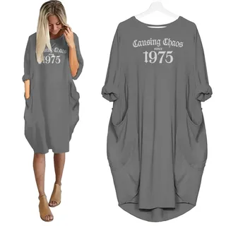 Causing Chaos Since 1975 Birthday Nightgown – Grey