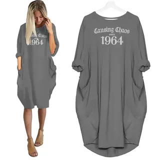 Causing Chaos Since 1964 Birthday Nightgown – Grey