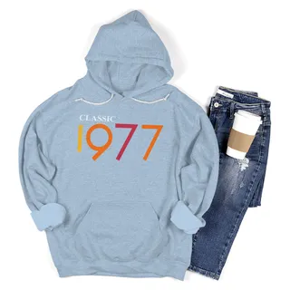 Classic 1977 Birthday Hoodie – Light Blue