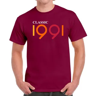 Classic 1991 Birthday T-Shirt For Men Women – Maroon