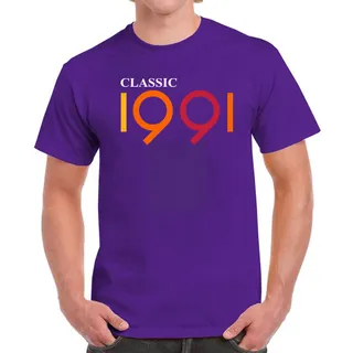 Classic 1991 Birthday T-Shirt For Men Women – Purple