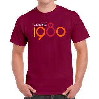 Classic 1980 Birthday T-Shirt For Men Women – Maroon