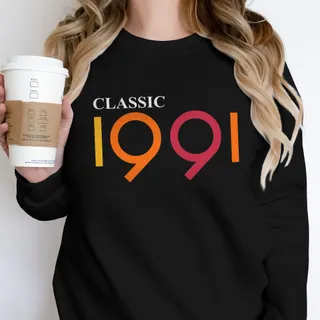 Classic 1991 Birthday Sweatshirt – Black