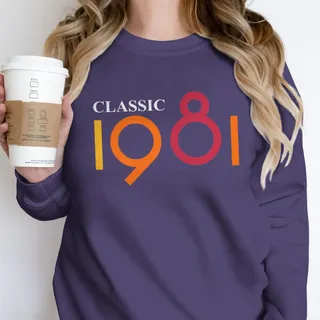 Classic 1981 Birthday Sweatshirt – Purple