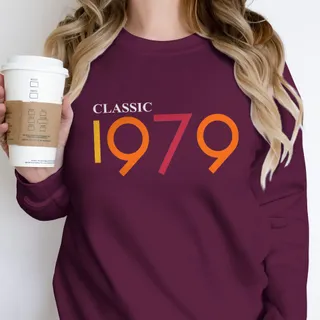 Classic 1979 Birthday Sweatshirt – Maroon