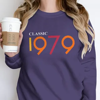 Classic 1979 Birthday Sweatshirt – Purple