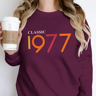 Classic 1977 Birthday Sweatshirt – Maroon