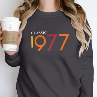 Classic 1977 Birthday Sweatshirt – Dark Grey