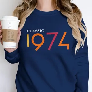 Classic 1974 Birthday Sweatshirt – Navy
