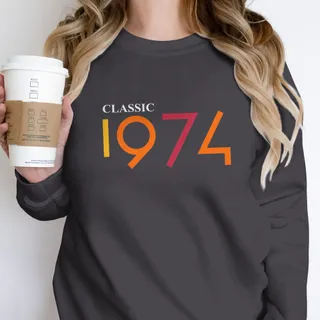 Classic 1974 Birthday Sweatshirt – Dark Grey