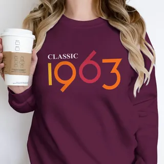 Classic 1963 Birthday Sweatshirt – Maroon