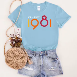 Classic 1981 Birthday T-Shirt – Light Blue