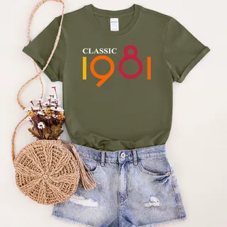 Classic 1981 Birthday T-Shirt – Military Green