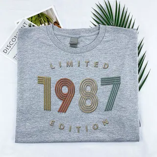 Limited Edition 1987 Embroidered T-Shirt – Sport Grey
