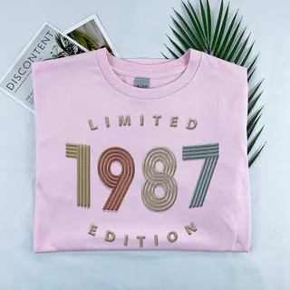 Limited Edition 1987 Embroidered T-Shirt – Pink