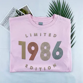 Limited Edition 1986 Embroidered T-Shirt – Pink