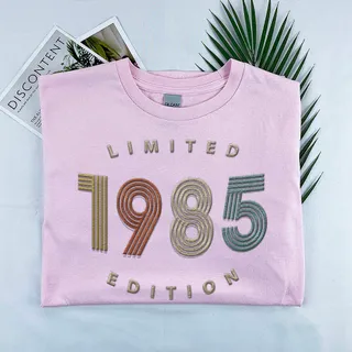 Limited Edition 1985 Embroidered T-Shirt – Pink