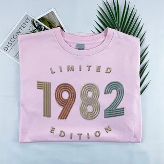 Limited Edition 1982 Embroidered T-Shirt – Pink