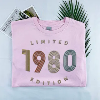 Limited Edition 1980 Embroidered T-Shirt – Pink