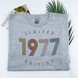 Limited Edition 1977 Embroidered T-Shirt – Sport Grey