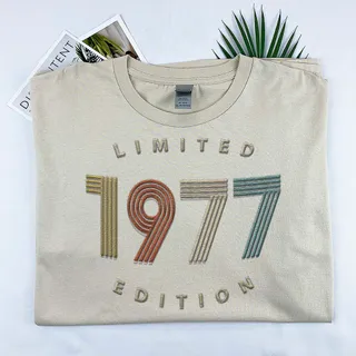 Limited Edition 1977 Embroidered T-Shirt – Khaki