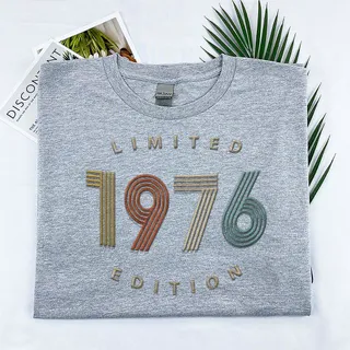 Limited Edition 1976 Embroidered T-Shirt – Sport Grey