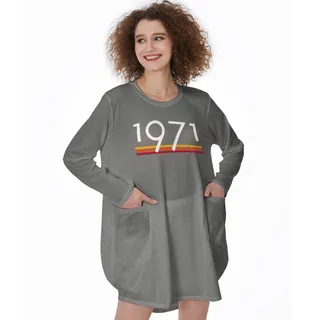 Best 1971 Birthday Pocket Dress – Grey