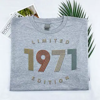 Limited Edition 1971 Embroidered T-Shirt – Sport Grey