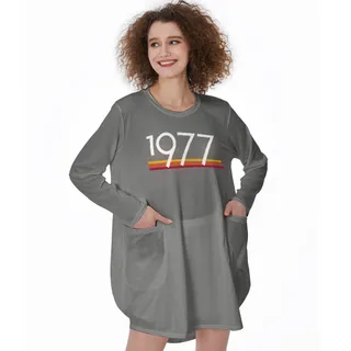 Best 1977 Birthday Pocket Dress – Grey