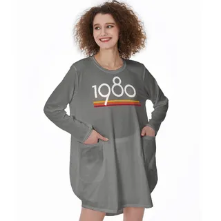 Best 1980 Birthday Pocket Dress – Grey
