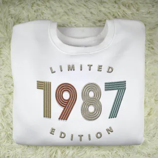 Limited Edition 1987 Embroidered Sweatshirt – White
