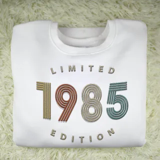 Limited Edition 1985 Embroidered Sweatshirt – White