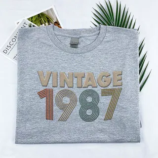 Vintaged 1987 Embroidered T-Shirt – Sport Grey