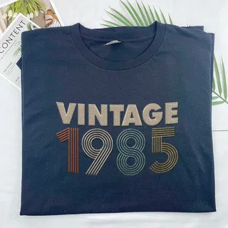 Vintaged 1985 Embroidered T-Shirt – Navy
