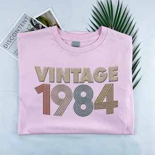 Vintaged 1984 Embroidered T-Shirt – Pink