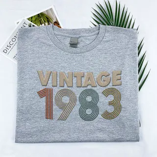 Vintaged 1983 Embroidered T-Shirt – Sport Grey