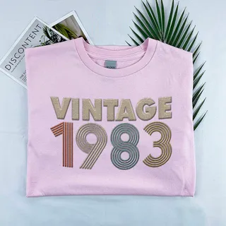 Vintaged 1983 Embroidered T-Shirt – Pink
