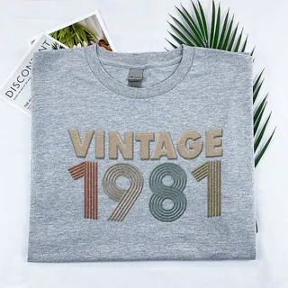 Vintaged 1981 Embroidered T-Shirt – Sport Grey