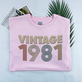 Vintaged 1981 Embroidered T-Shirt – Pink
