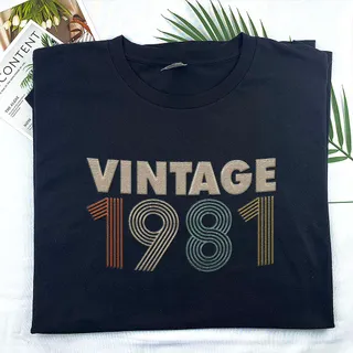 Vintaged 1981 Embroidered T-Shirt – Black
