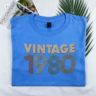 Vintaged 1980 Embroidered T-Shirt – Royal