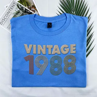Vintaged 1988 Embroidered T-Shirt – Royal