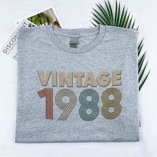 Vintaged 1988 Embroidered T-Shirt – Sport Grey