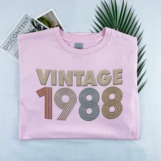 Vintaged 1988 Embroidered T-Shirt – Pink